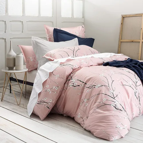 Miniatura 5 de Get Bed Ready Ropa de cama oriental japonesa Cherry Blossom (gris, individual)