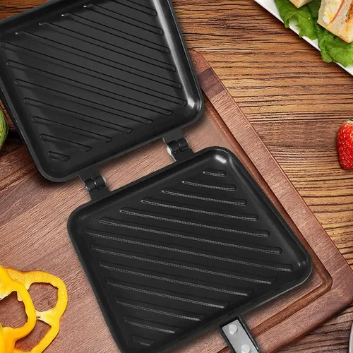 Miniatura 8 de Sartén para sándwich, sartenes de desayuno para evitar pegar panini haciendo panini patrón rejilla adecuada para hacer sándwiches