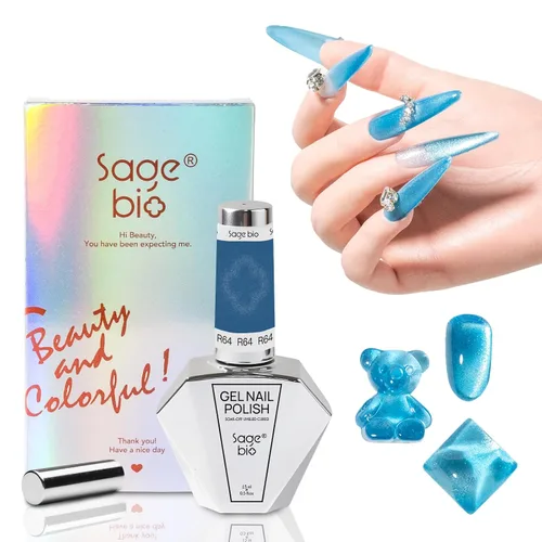 Miniatura 10 de Esmalte de uñas de gel de ojo de gato con barra magnética, 15ml de esmalte de uñas holográfico con purpurina, efecto magnético para manicura DIY