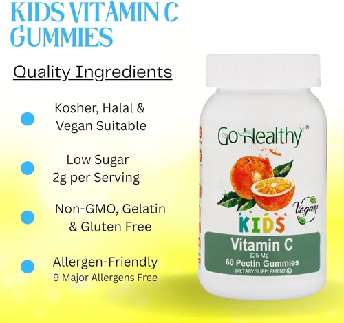 Miniatura 2 de Gomitas Go Healthy de vitamina C para niños, veganas, vegetarianas, sin OMG, sin gluten, kosher y halal, 60 porciones