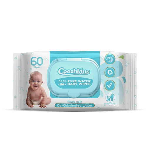 Toallitas descloradas para bebés de agua pura | Suave y grueso, 60 unidades (paquete de 1) toallitas suaves sin perfume para pieles sensibles |