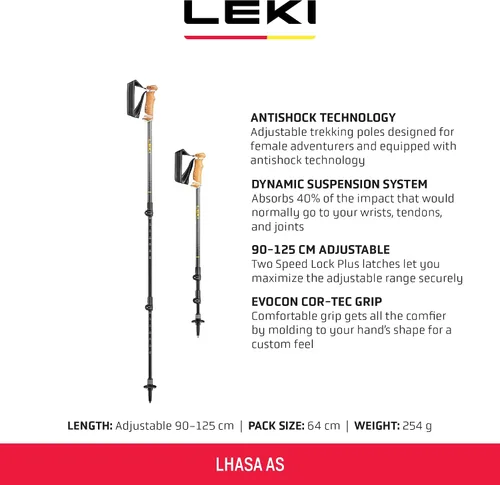 Miniatura 2 de LEKI Lhasa AS - Bastones de senderismo ligeros ajustables de aluminio para senderismo y senderismo