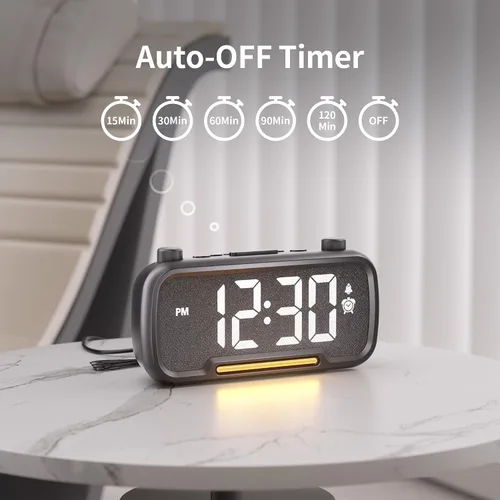 Miniatura 6 de OnLyee Radio despertador 5 en 1 – Radio FM, sonido de altavoz de alta fidelidad, altavoz Bluetooth, temporizador de apagado automático, luz
