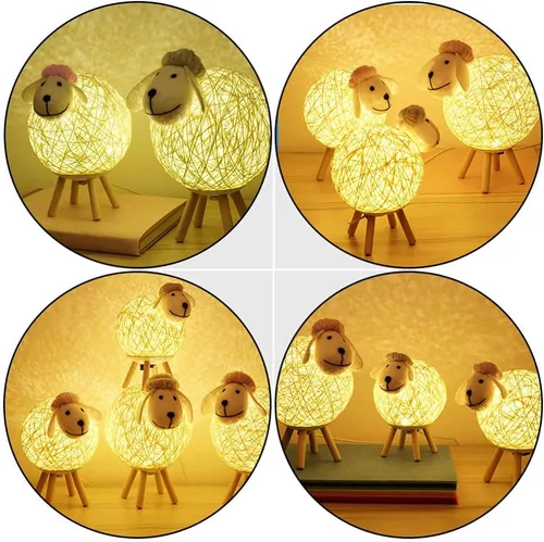 Miniatura 5 de JOEBO Lámpara de noche de alpaca, lámpara de escritorio, lámpara de lectura, mesa de cama ajustable, luz decorativa de oveja, lámpara de noche