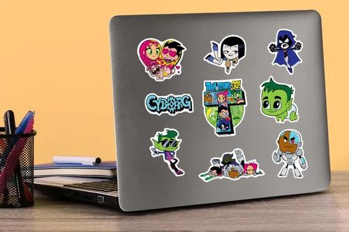 Miniatura 5 de Teen Titans Go! Paquete variado de 100 calcomanías de vinilo grandes de lujo, calcomanías de superhéroes de dibujos animados troqueladas