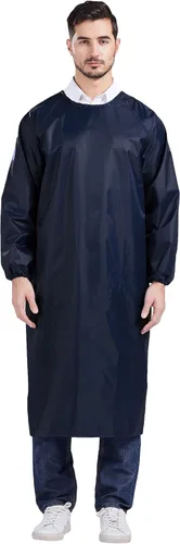 Nanxson Delantal impermeable manga larga Smock Overoles delantal de trabajo para lavar platos, trabajo de laboratorio, aseo de perros, limpieza Azul