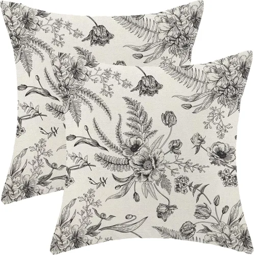 Miniatura 11 de CXMEIFLY Juego de 2 fundas de almohada de hojas florales de primavera de 16 x 16 pulgadas, para decoración de flores chinoiserie, almohadas