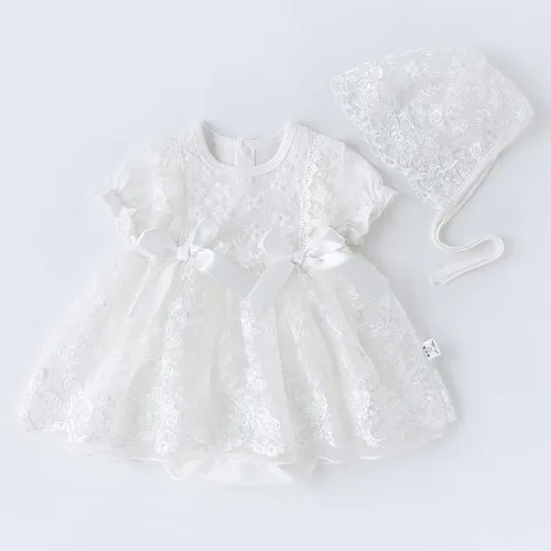 Miniatura 35 de Vestido de otoño de manga larga para niña pequeña, vestido de encaje con flores, boda, primer cumpleaños, bautizo, vestido con sombrero