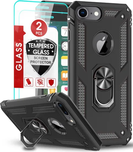 Miniatura 12 de Funda LeYi para iPhone 6S/6, funda para iPhone 7, funda para iPhone 8, armadura de grado militar de doble capa con soporte giratorio de 360 grados