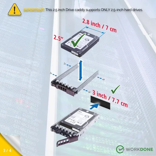 Miniatura 4 de WORKDONE Paquete de 4 unidades – 2.5" Hard Drive Caddy G176J compatible con Dell PowerEdge Server – T440 T640 R330 R430 T430 R630 R730 R830 R930