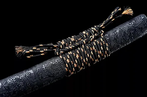 Miniatura 7 de Espada japonesa de samurái Katana auténtica hecha a mano de acero al carbono 1095 de alta calidad, espada de dragón real y afilada, Katana