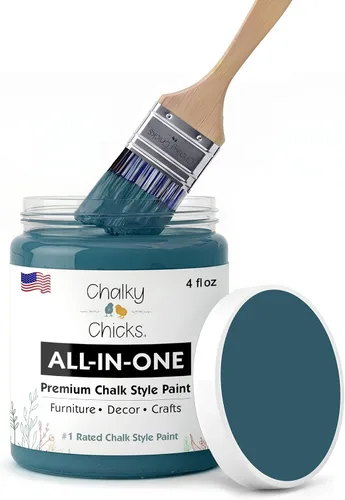 Miniatura 82 de Chalky Chicks - Pintura mate a la tiza, no requiere lijado, 4 onzas líquidas, color gris oscuro (Gun Metal Gray), para muebles, pintura sin Gris