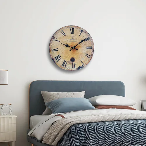 Miniatura 8 de Reloj de pared rústico grande, silencioso, funciona con pilas, para sala de estar, estilo vintage, de 24 pulgadas, sin tictac, para cocina
