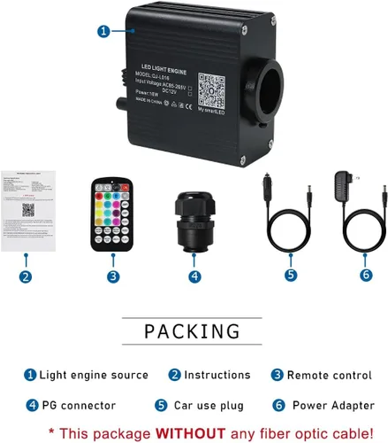 Miniatura 5 de AKEPO - Motor de luz de fibra óptica parpadeante de 16 W de tamaño pequeño para automóvil/hogar, control RGBW Bluetooth por aplicación + activado