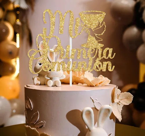 Miniatura 2 de Mi Primera - Decoración para tartas de comunión, decoración de pastel de primer bautismo de bebé español, primera comunión/Dios bendiga/suministros
