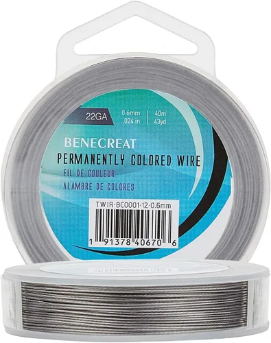 Miniatura 25 de BENECREAT 98 pies 0.02 pulgadas (0.5mm) alambre de cuentas de 7 hebras negro alambre de acero inoxidable recubierto de nailon para collar, pulsera