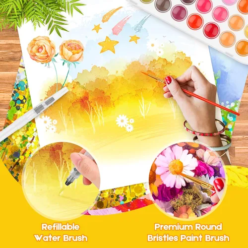 Miniatura 6 de Taotree Regalos del día de San Valentín para niños y adultos, rellenos de cesta de Pascua, juego de pintura de acuarela de 48 colores, suministros