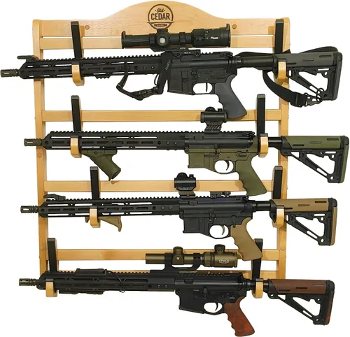Miniatura 6 de Old Cedar Outfitters Estantería de Madera Montada en la Pared para Armas; Ajustable para Armas Largas y Pistolas Largas Ajustable, para pistolas