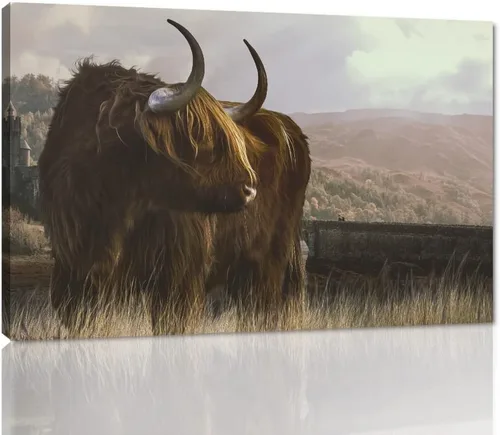 Miniatura 32 de Póster moderno de pared de vaca de las tierras altas, póster impreso en lienzo alpino desierto, decoración de pared de animales para sala de estar