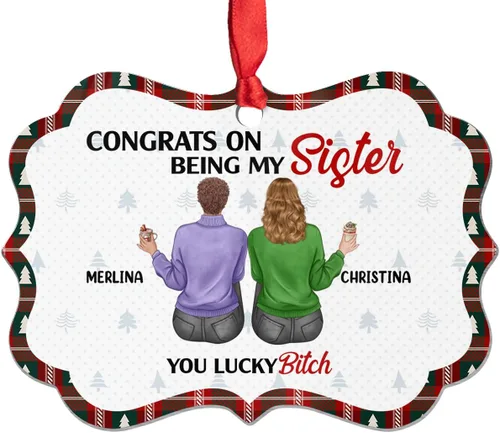 Miniatura 8 de Adorno de Bestie, Congrats On Being My Bettie You Lucky - Adorno de Navidad personalizado, regalos para alma gemela, árbol de Navidad colgante