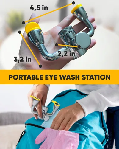 Miniatura 6 de TidyFriend - Kit de lavado de ojos amarillo – unidades de lavado de ojos estilo empuje, estación de lavado de ojos de emergencia montada en grifo, 1
