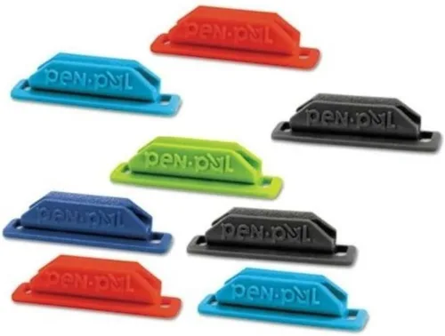 Tops Penpal - Portalápices de goma, 5/8 x 2 5/8 x 5/8 pulgadas, surtido, 8 paquetes [incluye solo 8 soportes, surtido de colores para mostrar
