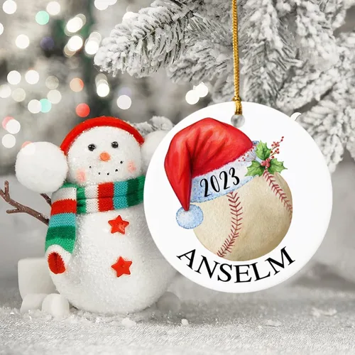 Miniatura 3 de Adorno de Navidad de béisbol para niños, adorno de Navidad personalizado, adorno de jugador de béisbol, adornos para árbol de Navidad 2024, regalo