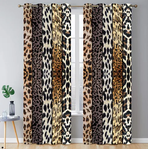 Miniatura 53 de Cortina opaca con estampado de animales salvajes, para oscurecer la habitación, con aislamiento térmico, con ojales para sala, comedor, dormitorio