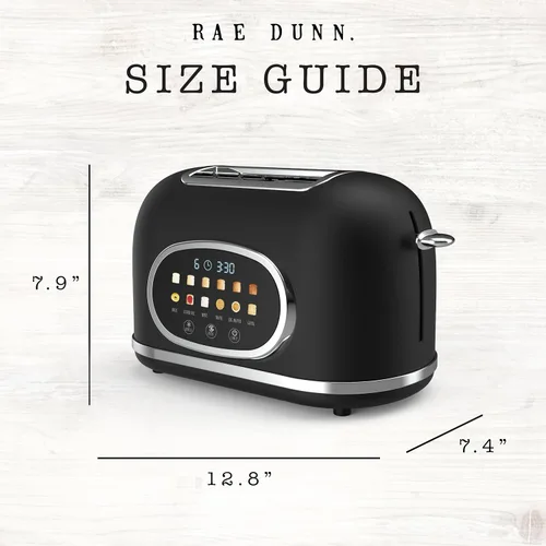 Miniatura 7 de Rae Dunn Tostadora eléctrica digital retro, tostadora de acero inoxidable de 2 rebanadas con pantalla táctil, temporizador de cuenta regresiva, 6
