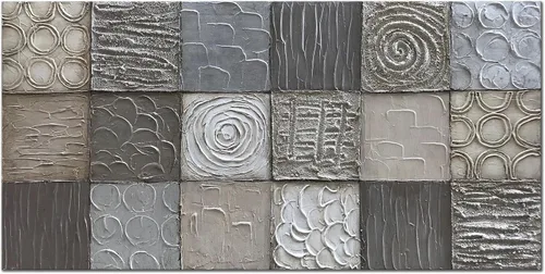 Alenoss Pinturas Metálicas Abstractas 100% Hechas a Mano Lienzo Arte de Pared Textura Gruesa Única Superficie Áspera Pintura al Óleo Moderna 48x24