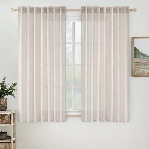 Miniatura 39 de MIULEE Cortinas de lino blanco de 108 pulgadas de largo para dormitorio, sala de estar, cortinas de ventana con textura de lino suave y grueso, Lino