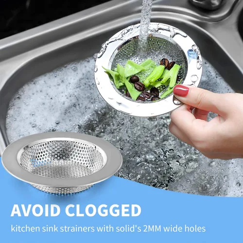 Miniatura 4 de Mudder 3 piezas de colador y tapón de drenaje para fregadero de cocina, tapón de eliminación de basura de acero inoxidable con asa, filtro universal