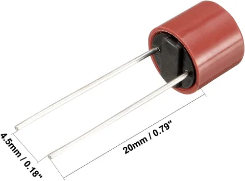 Miniatura 2 de uxcell 20pcs DIP montado en miniatura cilindro lento golpe micro fusible T3.15A 3.15A 250V rojo