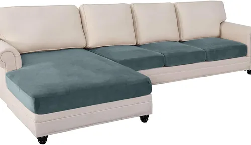 ANARACHON Fundas de Cojines para Sofá Seccional de 4 Piezas de Terciopelo Separadas en Forma de L Funda de Sofá Elástica Forro Lavable Protector de