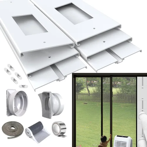 Miniatura 10 de Kit de ventilación de aire acondicionado para puerta corrediza de 95 pulgadas con red de pantalla y 2 burletes herméticos de ahorro de energía