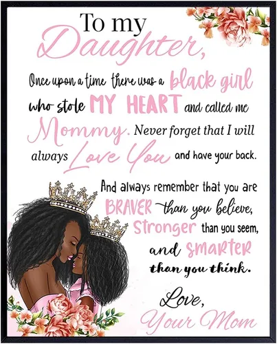 Arte de pared de niña afroamericana - Arte negro - Decoración para dormitorio de niñas - Regalos para hijas - Habitación para niñas pequeñas -