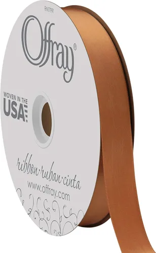 Miniatura 42 de Offray Cinta doble faz de satén, carrete de 7/8 pulgadas de ancho x 20 yardas, color blanco envejecido