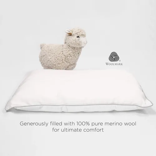 Miniatura 7 de Woolino Almohada para niños pequeños, almohada de dormir de lana 100 % transpirable de primera calidad y funda de algodón, tamaño de viaje