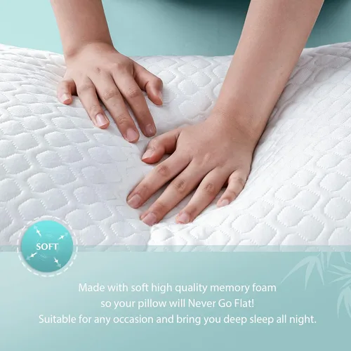 Miniatura 5 de Rainmr Almohada de Cama Tamaño Queen para Dormir de Espuma Viscoelástica Triturada con Altura Ajustable y Funda de Almohada Lavable Refrescante
