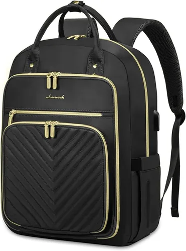 Miniatura 17 de LOVEVOOK Mochila para laptop para mujer, mochila de trabajo de moda con puerto USB, mochilas impermeables para el trabajo., Caqui-beige, 15,6 pulg.