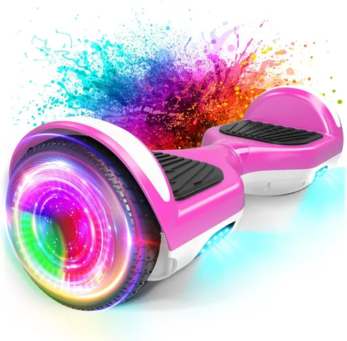 SISIGAD Scooter, 6.5" Flash Wheels & Corlorful LED Lights, All for Girls Boys Kids Ages 6+ L-Rosa Blanco