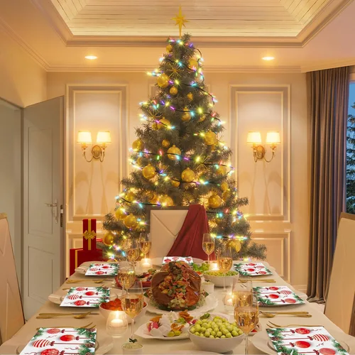 Miniatura 7 de 50 piezas de servilletas de Navidad para invitados, paquete de 3 capas, servilletas desechables de papel para fiestas, bolas de Navidad, servilletas
