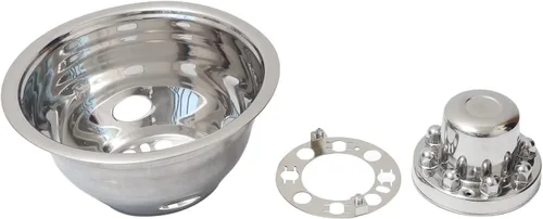 Miniatura 7 de Simulador completo de ruedas de acero inoxidable pulido de 16 pulgadas, 8 lengüetas, 4 agujeros de mano, para Chevy GMC 3500 1974-2000, Ford F350
