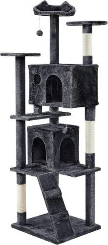 Miniatura 34 de Topeakmart Árbol para gatos de 54 pulgadas, torre para gatos con postes rascadores y percha para condominios grandes, muebles de casa con soporte
