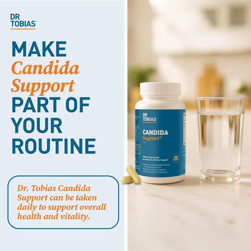 Miniatura 7 de Dr. Tobias Candida Support, complejo de equilibrio de flora intestinal con orégano, ácido caprílico, enzimas y probióticos, apoya la limpieza