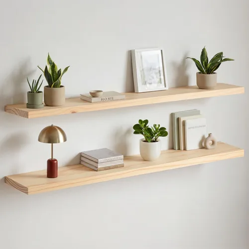 Miniatura 40 de Homeforia Estante flotante blanco de 48 pulgadas, estantes flotantes de madera maciza de alta gama de 48 pulgadas de largo para montaje en pared
