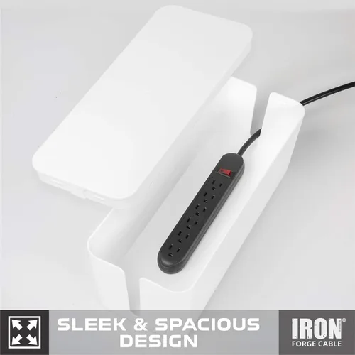 Miniatura 3 de Iron Forge Cable Caja de organización de cables, paquete de 2 – Organizador de cables blanco y protector para cables, regletas de alimentación