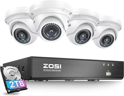Miniatura 11 de ZOSI Sistema de cámara de seguridad PoE de 16 canales 4K, H.265+ 16 canales NVR de 8MP con disco duro de 4 TB, 8 cámaras domo IP PoE con cable