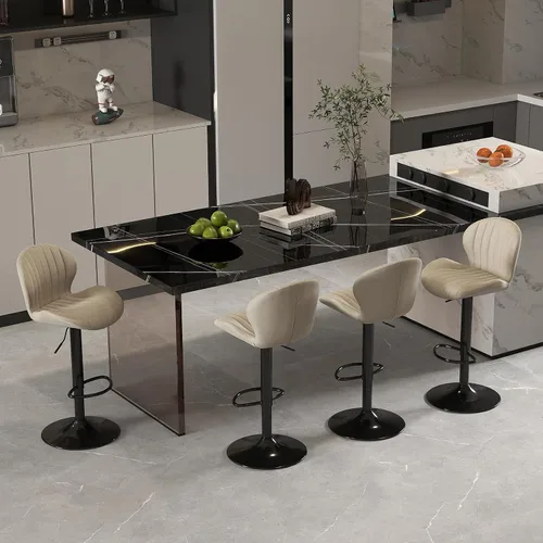 Miniatura 25 de Youhauchair - Juego de 2 taburetes de bar modernos, de terciopelo con altura ajustable y giratorios, sillas de isla de cocina sin brazos con Azul