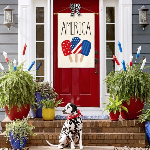 Miniatura 2 de AVOIN colorlife Bandera de casa de paletas de estrellas y rayas estadounidenses de doble cara en el exterior, patriótica de Estados Unidos, 4